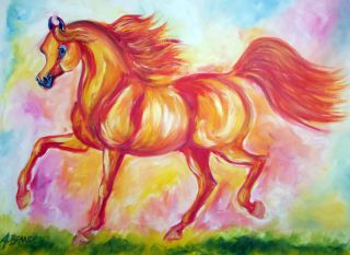Arabian Horse Equine Art Oil Painting Brander Abstract