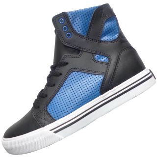 Supra Kids Skytop High Top Skate Shoes Black Royal Blue Brand New in 