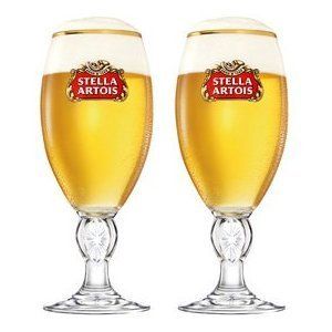 Brand New STELLA ARTOIS Gold Rim Stemmed Beer Glasses chalice artios 