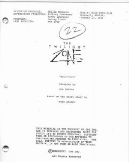 1986 Script The Twilight Zone Hell Fire Isaac Asimov