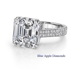 VS1 VS2 Clarity Asscher Diamond Engagement Ring Double Row EGL Cert 