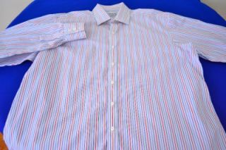 Mint $365 Turnbull ASSER Shirt 17 x 38 White w Blue Red Stripes