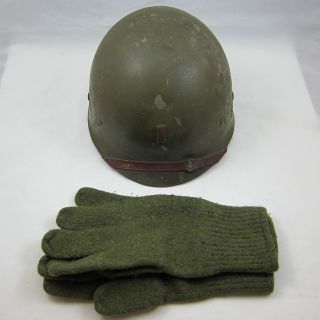 WW2 WWII US USA Military Army HELMET LINER George Frost + WOOL GLOVES 