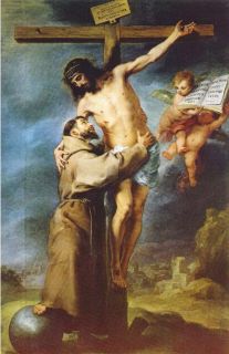 Saint Francis of Assisi embracing the crucified Christ   Bartolome 