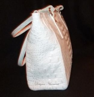 New Brahmin Medium Arno Bag Bleached Pearl Nickel Croco Tote Shoulder 