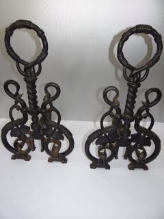 Vintage Pair Used Iron 9519 Pat’D Applied for Fireplace Décor 