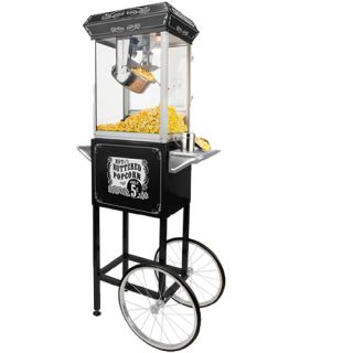 Funtime 4oz Black Popcorn Popper Machine Maker Cart Vintage Style 