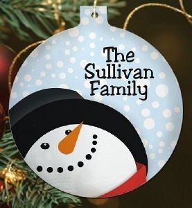 Personalized Let It Snow Snowman Christmas Tree Ornament