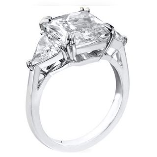 90 Ct. 3 Stone Asscher Cut & Trillion Diamond Engagement Ring 14K 