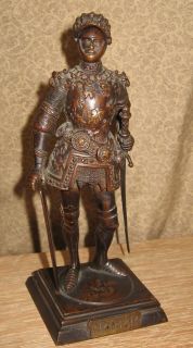   Antique Bronze Sculpture Knight in Armor King Arthur English
