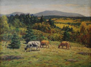 George A Hays New England Barbizon Impressionist Cow