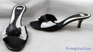 Arturo Chiang Womens Mara Open Toe Slide Heels Leather Shoes 9 M Black 