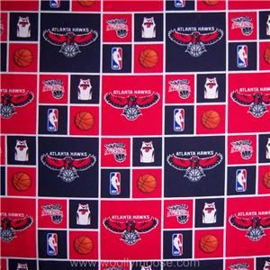 Half Yard NBA Atlanta Hawks Basketball Jersey Hoop Logo Quilt Fabric 1 