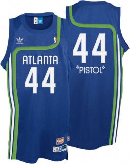 PISTOL PETE MARAVICH Atlanta Hawks Adidas Throwback Jersey BLUE