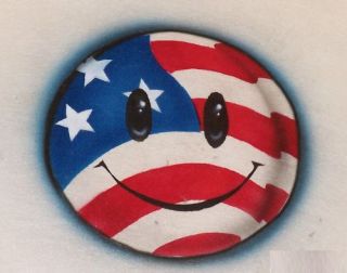 American Flag Smiley Face Airbrush T Shirt USA Patriot