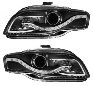 Audi A4 2005 2009 Projector Headlight Black Clear R8 LED Style for HID 