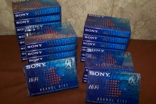 24 Sealed SONY Audio Blank Cassette Tapes Ten 60 Minutes Fourteen 90 