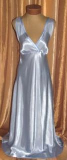 Satin 1920s Style Long Blue Gown Jones New York