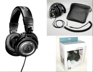 ATH M50 Audio Technica  Studio Headphones Coiled Cable   Authorized 