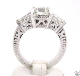 Asscher Cut Diamond Engagement Ring 1 40ctw Filigree