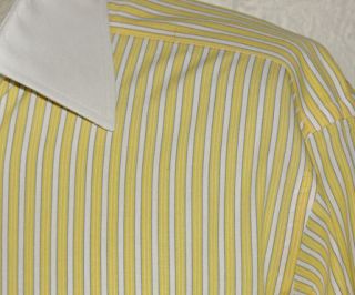 Turnbull ASSER Yellow Striped French Cuff Dress Shirt 16x34