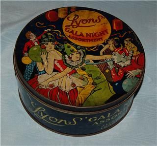 Vintage Lyons Gala Night Assortment Tin Art Deco Large Sweet Biscuit 