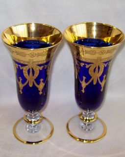 Arte Italica Crystal Cobalt Blue Gold AIZ2 Goblets
