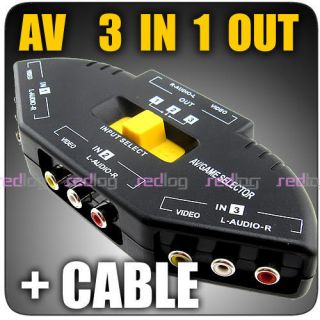 Port Audio Video AV RCA Switch Switcher Splitter Cabe