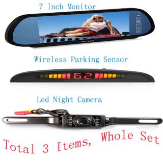 LCD Car Monitor + Night Vision Rear View Camera + Wireless Parking 