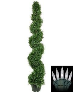 Artificial Rosemary Spiral Topiary Christmas Tree in Outdoor with 