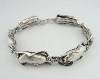 Stunning Artisan Sterling Silver Fresh Water Pearl Bracelet s B2039S 