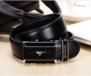   Leather Casual Dress Style Mens Auto Buckle Belt PD02 Black