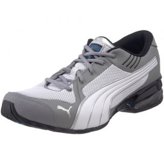 Puma Mens Tri Run SL Mesh Running Sneaker Shoe Netural Grey White 