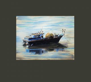 Astoria Fisherman Watercolor Painting by The Peace Artist