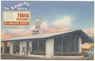    FLORIDA 1950s LINEN Fla Starlite Drive in Diner Avon Park FL US 27