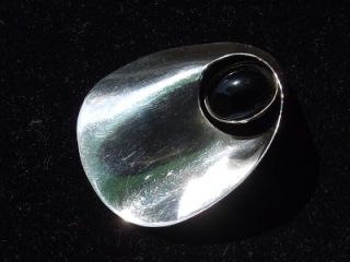   Taxco Pin Brooch Signed Marked TM 78 925 Mobius Strip Onyx RARE