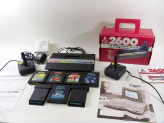 Atari 2600 Compact Game Console Original Box 2 Joysticks 7 Games