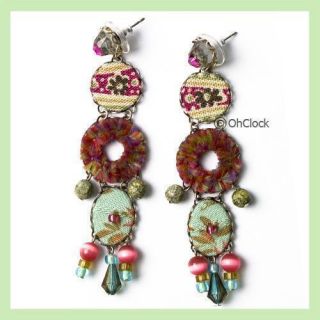 Ayala Bar Jewelry Womens Dangling Drop Earrings Fabric Backdrop Beads 
