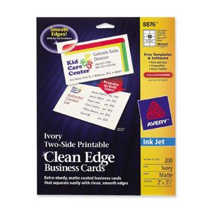 Avery 8876 Two side Printable Clean Edge Inkjet Business Cards Ivory 2 
