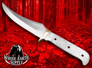 Custom Blank Upswept Skinner Knife Making Blade w Brass Guard Bolster 