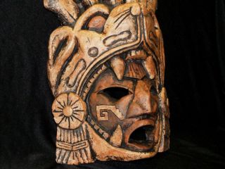 Large Aztec Warrior Mask Stone Jaguar Head Mayan Mexican Art Maya 