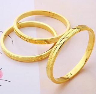 Baby Childrens 24K Plain Yellow Gold Filled Solid Bracelet Bangle 6mm 