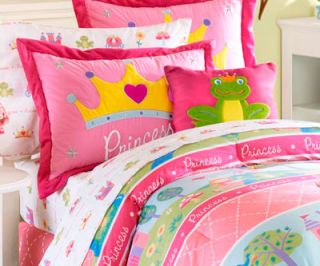 Baby Pink Princess Girl Frog Castle Children Kid Comforter Bedding Set 