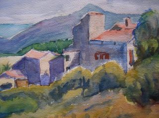 Painting Simone Fonfreide Fauvist Landscape Auvergne 15