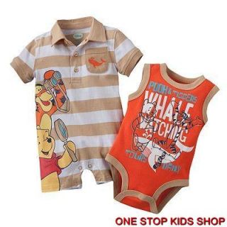 Pooh Tigger Baby Boys 3 6 9 Months Romper Outfit Set Creeper Bodysuit 