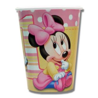 Disney Baby Minnie Mouse Girl 1st Birthday Party Paper Cups Tableware 