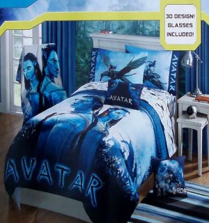 Avatar Jake Sully 3D Blue Twin Size Comforter Sheets Pillow 7pc 