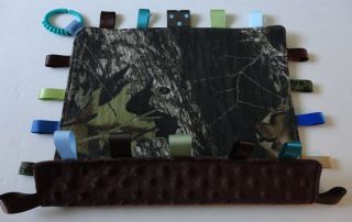 Baby Mossy Oak Camo Super Soft Brown Minky Ribbon Taggie Tag Security 