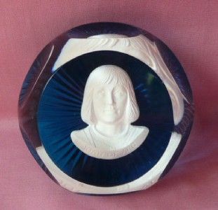 baccarat blue white sulphide paperweight joan of arc search