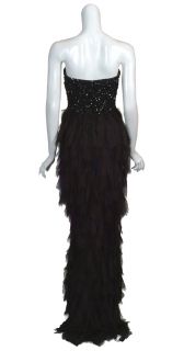 Badgley Mischka Couture Black Dequin Gown Dress 4 New